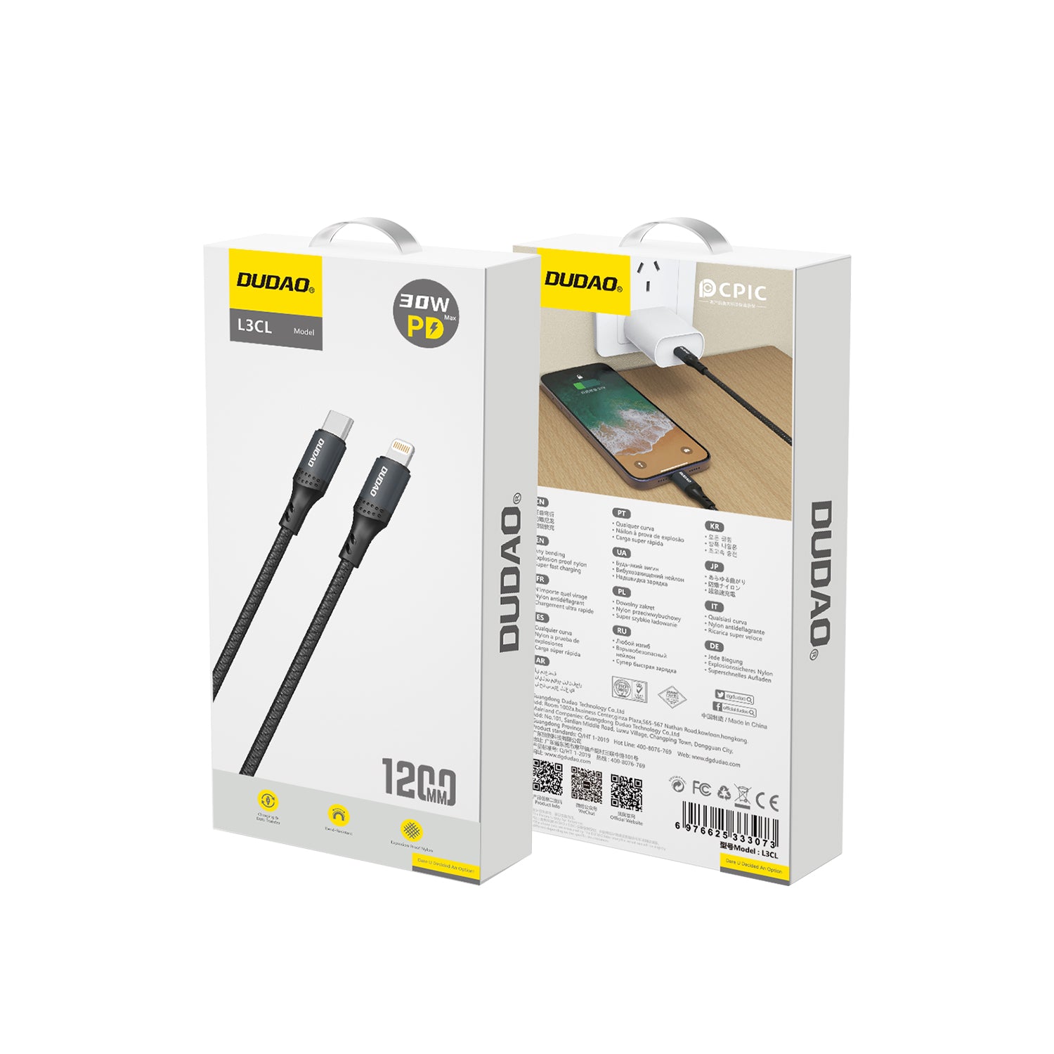 DUDAO L3CL-1.2MB 30W PD CABLE C TO LTG 1.2M DUDAO L3CL-1.2MB 30W PD CABLE C TO LTG 1.2M
